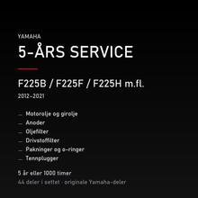 Yamaha F225B / F225F / F225H m.fl. (2012–2021) – 5-års service – innhold i settet