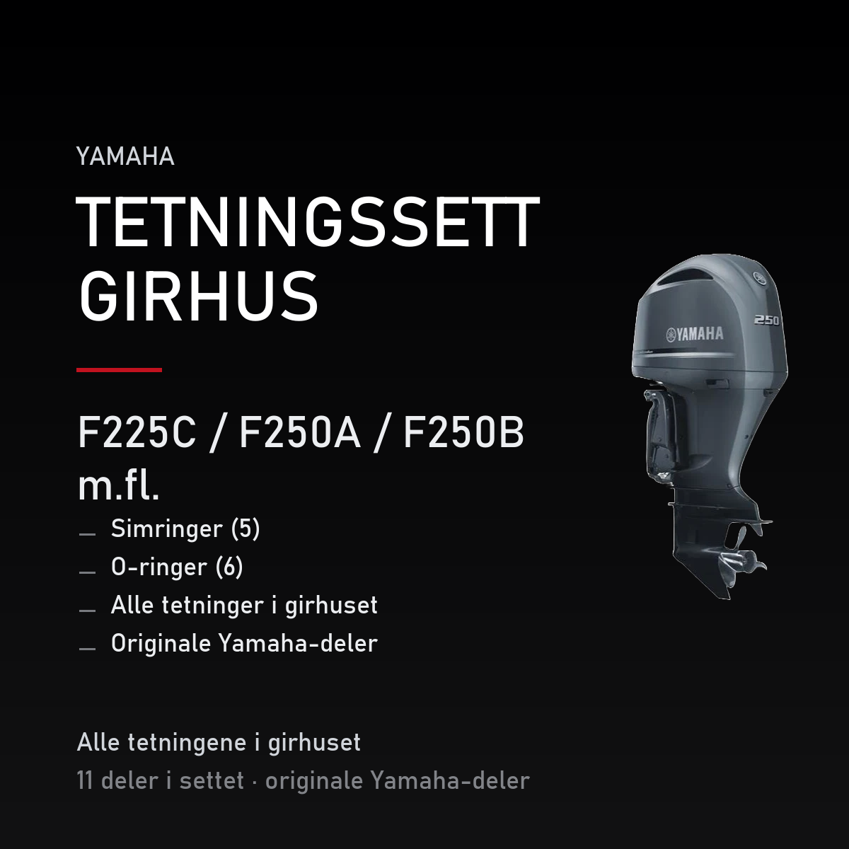 Yamaha F225C – Yamaha F225C / F250A / F250B m.fl. – tetningssett girhus