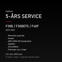 Yamaha F30B / F30BETS / F40F (2009–2020) – 5-års service – innhold i settet