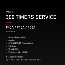 Yamaha F40A / F45A / F50A (2001–2005) – 300 timers service – innhold i settet