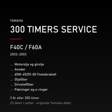 Yamaha F40C / F60A (2002–2003) – 300 timers service – innhold i settet
