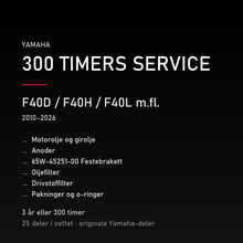 Yamaha F40D / F40H / F40L m.fl. (2010–2026) – 300 timers service – innhold i settet