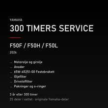 Yamaha F50F / F50H / F50L (2026) – 300 timers service – innhold i settet