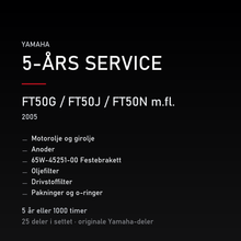 Yamaha FT50G / FT50J / FT50N m.fl. (2005) – 5-års service – innhold i settet