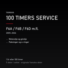 Yamaha F6A / F6B / F6D m.fl. (2005–2026) – 100 timers service – innhold i settet