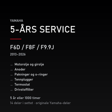 Yamaha F6D / F8F / F9.9J (2013–2026) – 5-års service – innhold i settet