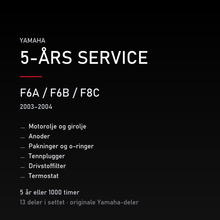 Yamaha F6A / F6B / F8C (2003–2004) – 5-års service – innhold i settet