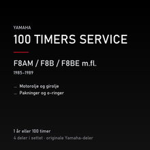 Yamaha F8AM / F8B / F8BE m.fl. (1985–1989) – 100 timers service – innhold i settet