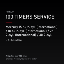 Mercury 2-takt servicekit 100 timer – 15 hk 2-syl. (International) / 18 hk 2-syl. (Interna – servicekit