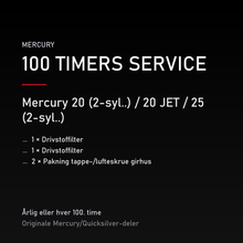 Mercury 2-takt servicekit 100 timer – 20 (2-syl..) / 20 JET / 25 (2-syl..) – servicekit