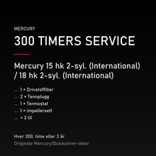Mercury 2-takt servicekit 300 timer – 15 hk 2-syl. (International) / 18 hk 2-syl. (Interna – servicekit