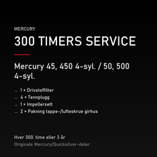 Mercury 2-takt servicekit 300 timer – 45, 450 4-syl. / 50, 500 4-syl. – servicekit