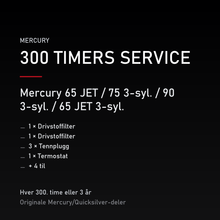 Mercury 2-takt servicekit 300 timer – 65 JET / 75 3-syl. / 90 3-syl. / 65 JET 3-syl. – servicekit