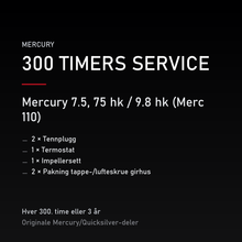 Mercury 2-takt servicekit 300 timer – 7.5, 75 hk / 9.8 hk (Merc 110) – servicekit