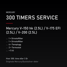 Mercury 2-takt servicekit 300 timer – V-150 hk (2.5L) / V-175 EFI (2.5L) / V-200 (2.5L) – servicekit