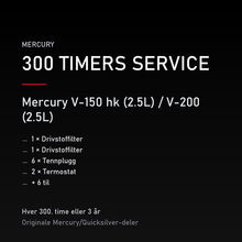 Mercury 2-takt servicekit 300 timer – V-150 hk (2.5L) / V-200 (2.5L) – servicekit