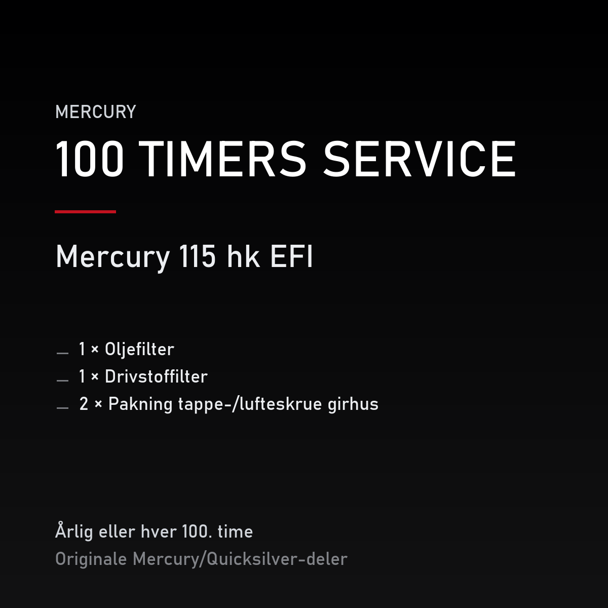 Mercury servicekit 100 timer – 115 hk EFI – servicekit