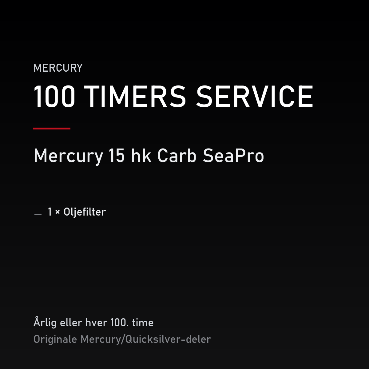 Mercury servicekit 100 timer – 15 hk Carb SeaPro – servicekit