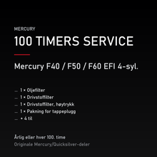 Mercury servicekit 100 timer 8M0090558 – F40 / F50 / F60 EFI 4-syl. – servicekit
