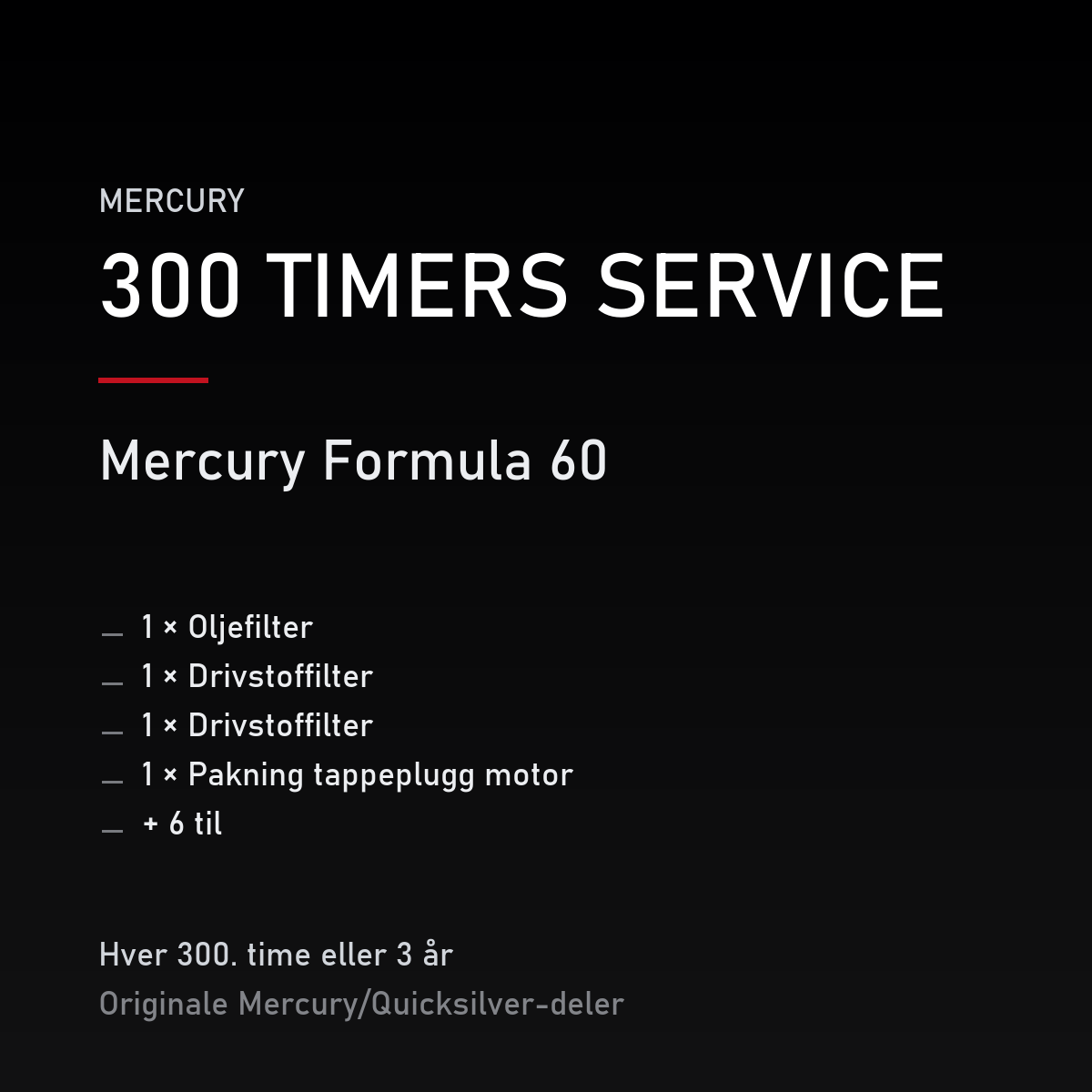 Mercury servicekit 300 timer – Formula 60 – servicekit