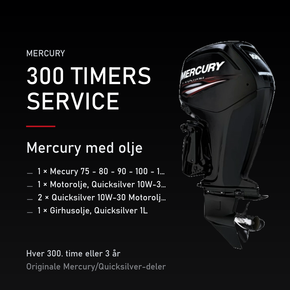Mercury 75 - 80 - 90 - 100 - 115HK (EFI) (2,1L) (2014 - Nåværende) 300 Timers Kit – med ol – servicekit