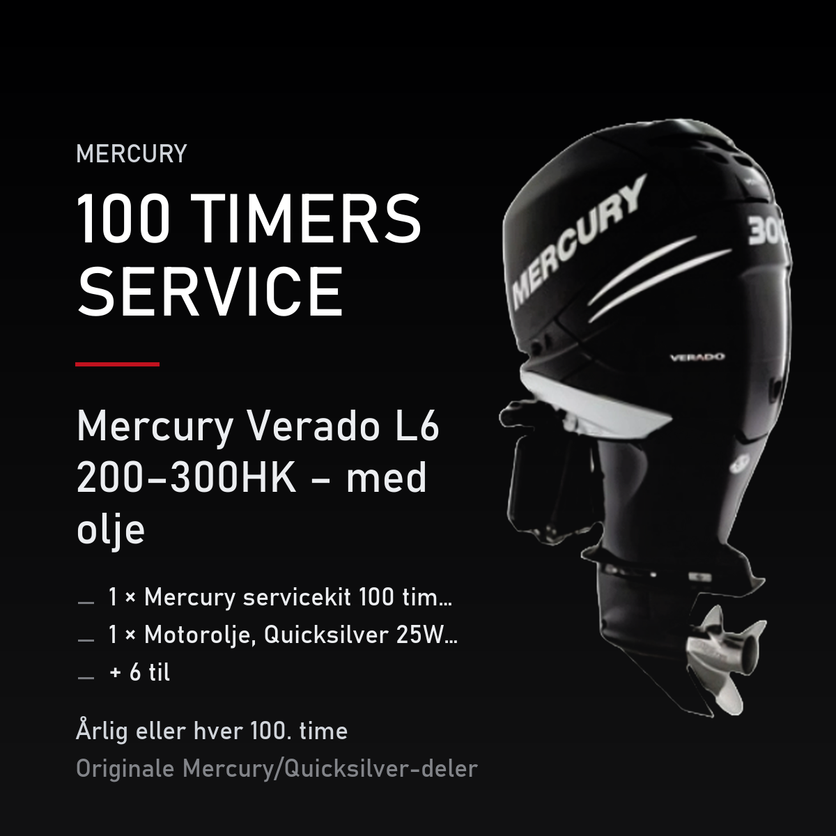 Mercury servicekit 100 timer 8M0097858 – Verado L6 200–300HK – med olje – servicekit