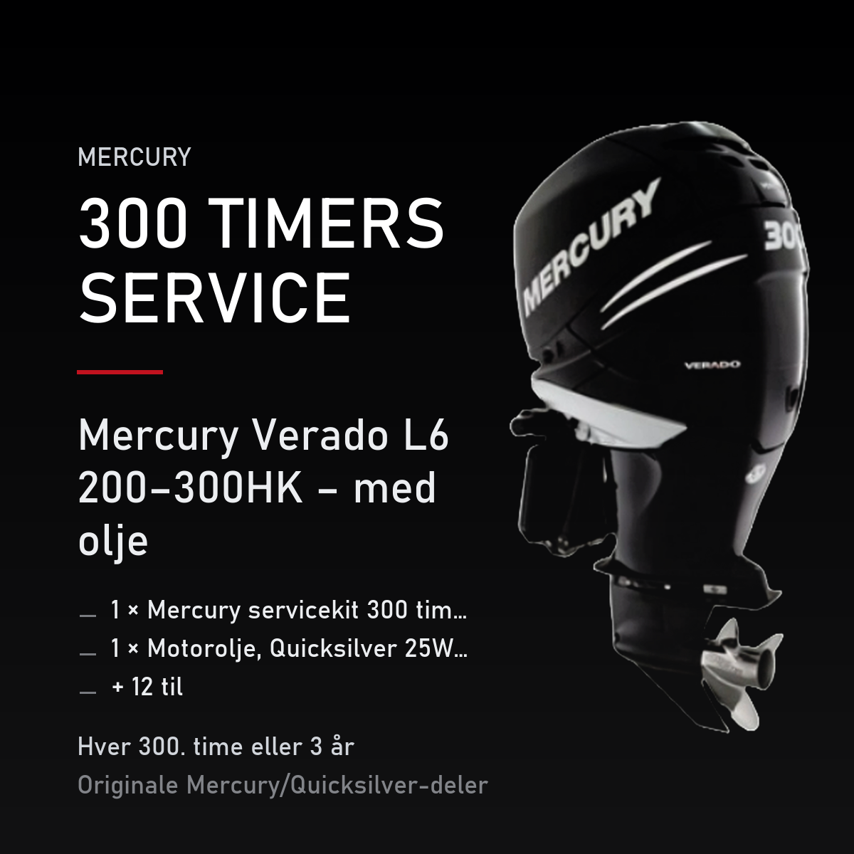 Mercury servicekit 300 timer 8M0097859 – Verado L6 200–300HK – med olje – servicekit