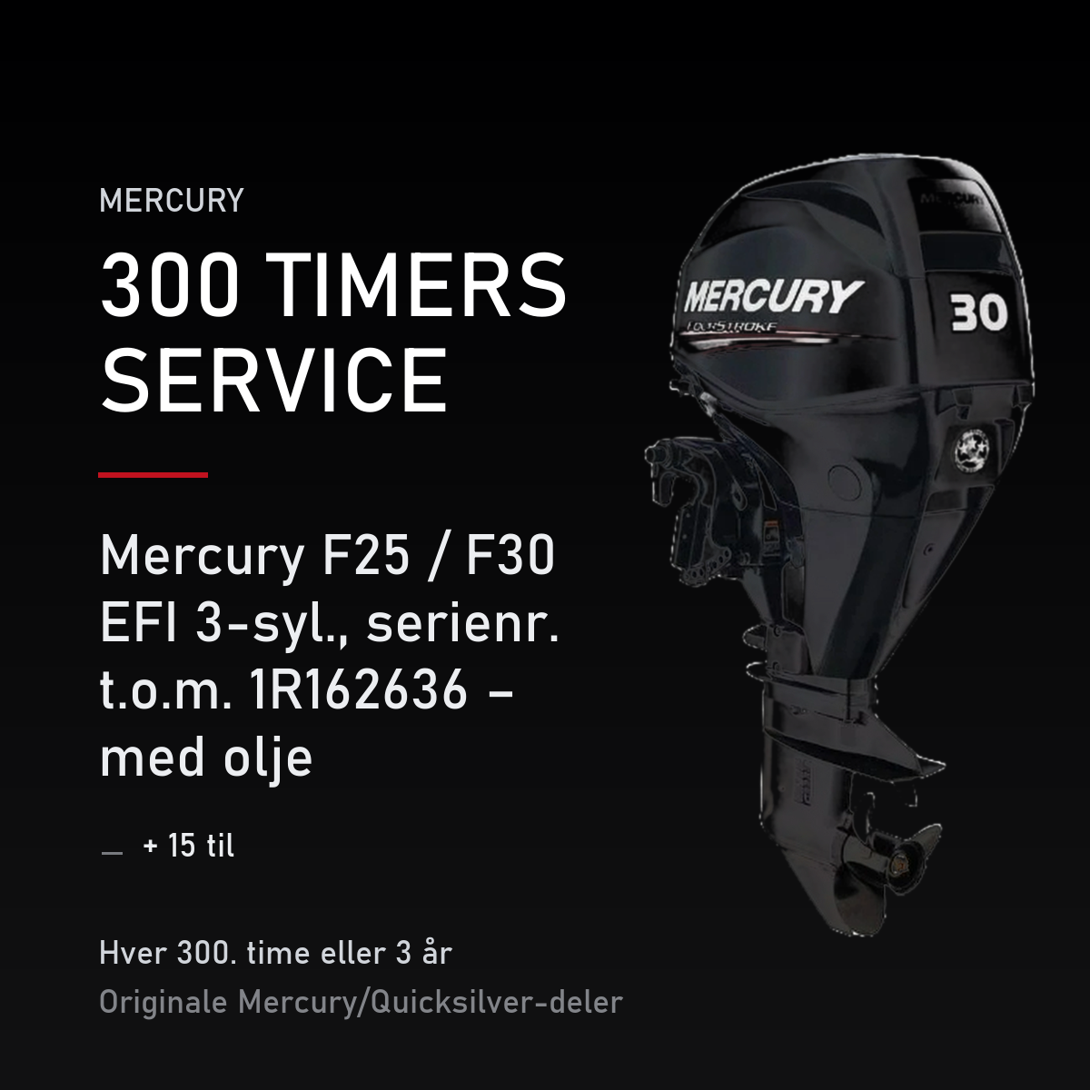 Mercury servicekit 300 timer 8M0120839 – F25 / F30 EFI 3-syl., serienr. t.o.m. 1R162636 –  – servicekit