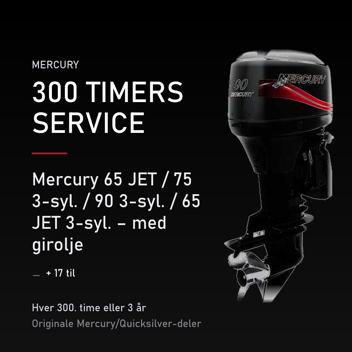 Mercury 2-takt servicekit 300 timer – 65 JET / 75 3-syl. / 90 3-syl. / 65 JET 3-syl. – med – servicekit