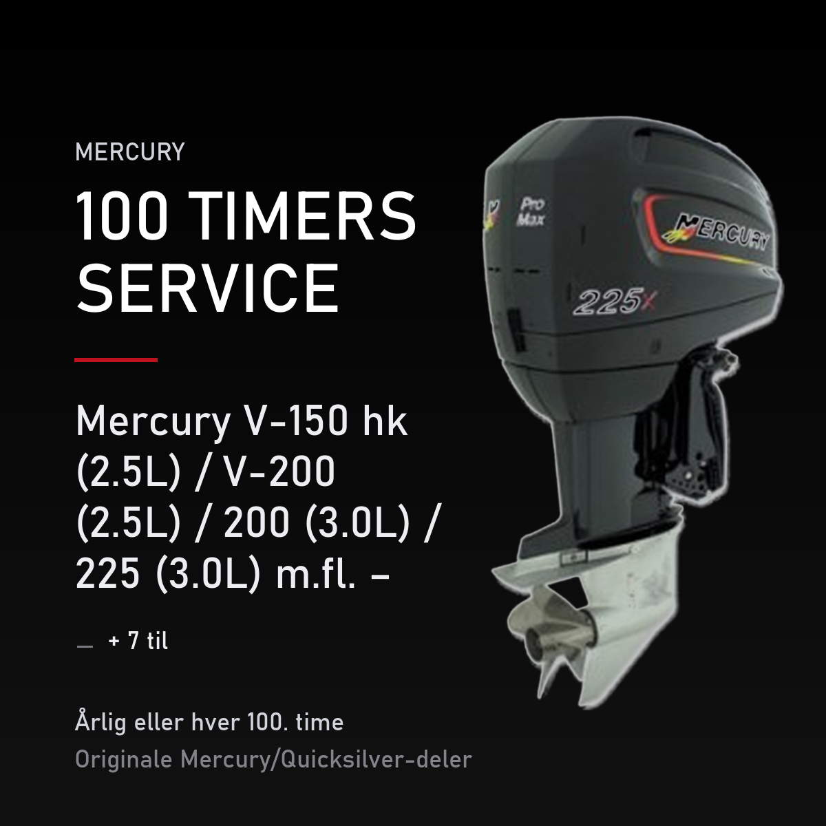 Mercury 2-takt servicekit 100 timer – V-150 hk (2.5L) / V-200 (2.5L) / 200 (3.0L) / 225 (3 – servicekit