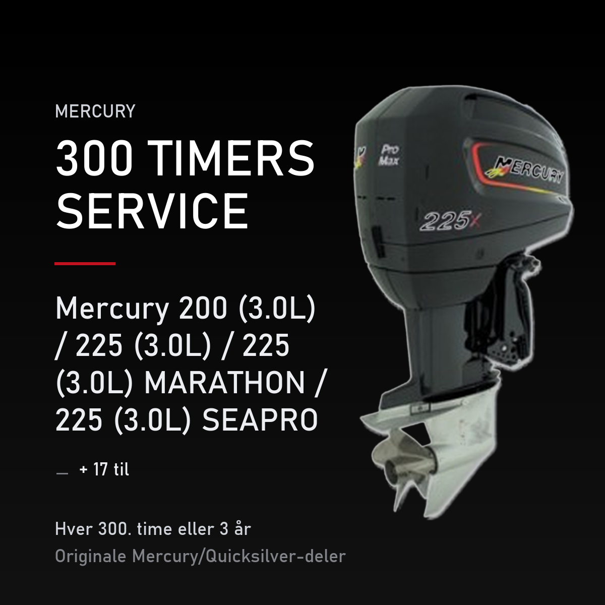 Mercury 2-takt servicekit 300 timer – 200 (3.0L) / 225 (3.0L) / 225 (3.0L) MARATHON / 225  – servicekit