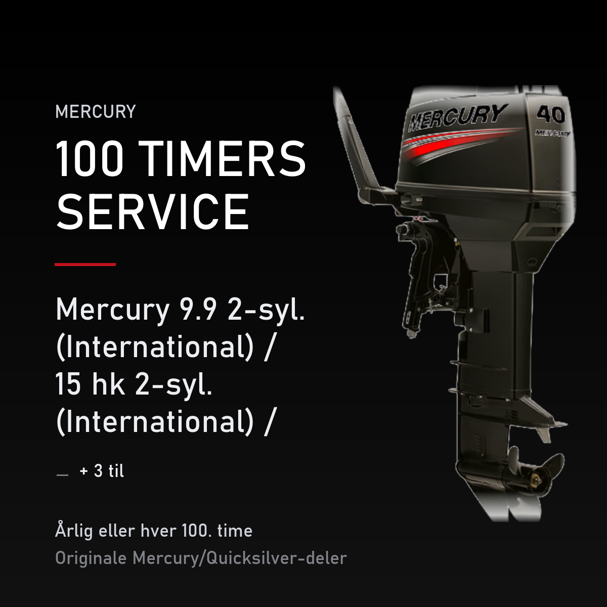 Mercury 2-takt servicekit 100 timer – 9.9 2-syl. (International) / 15 hk 2-syl. (Internati – servicekit