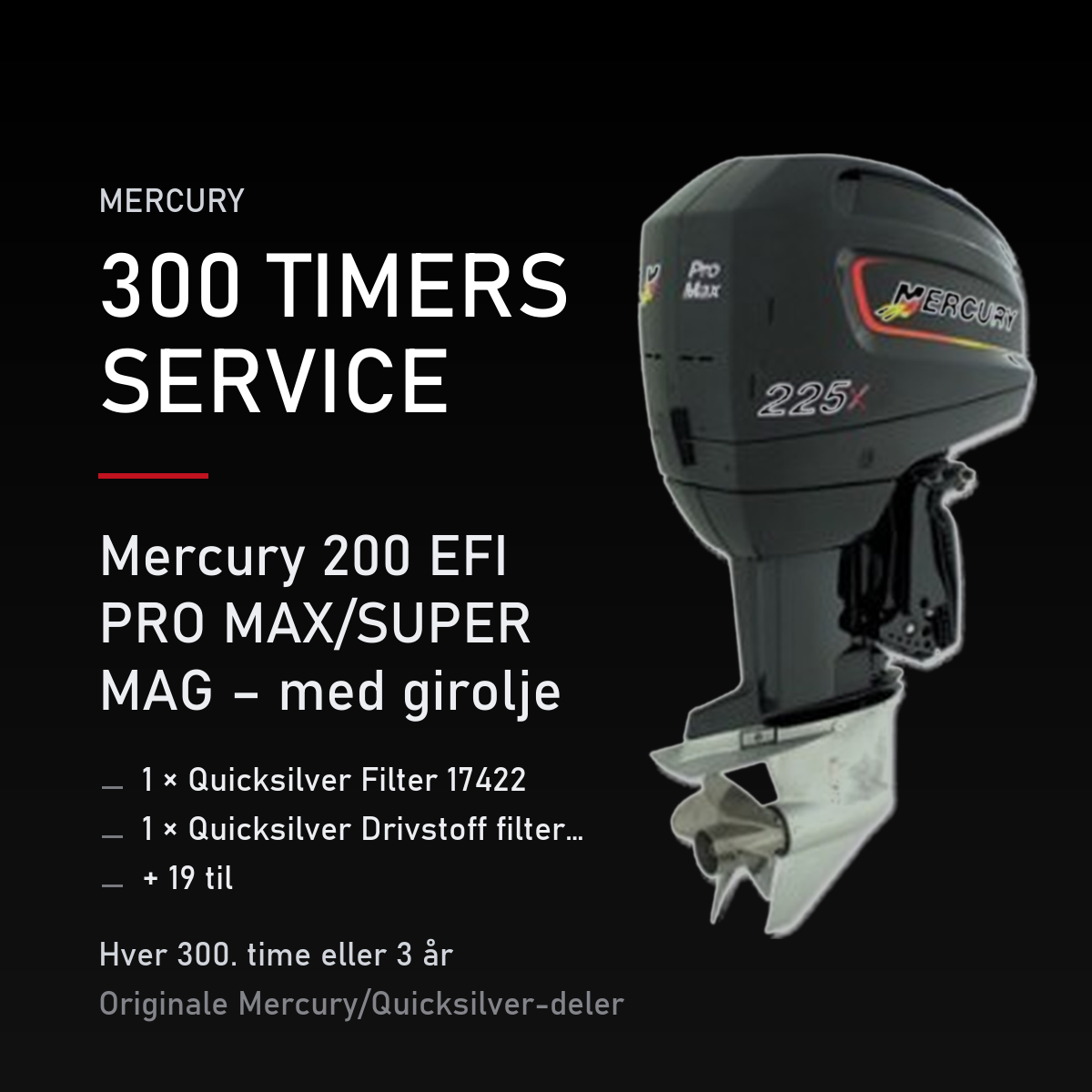 Mercury 2-takt servicekit 300 timer – 200 EFI PRO MAX/SUPER MAG – med girolje – servicekit