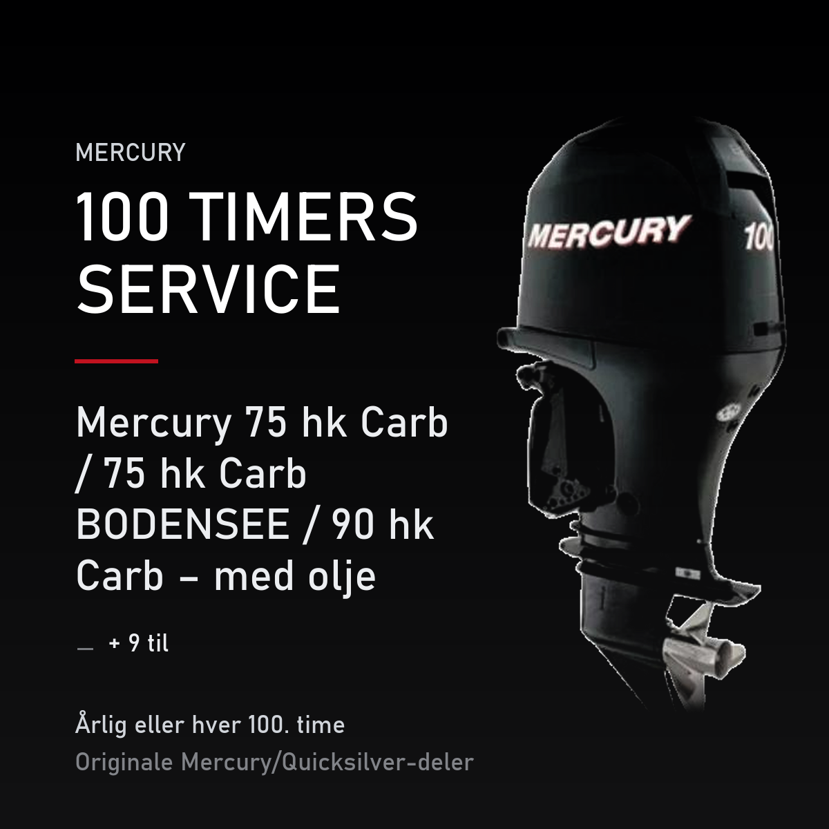 Mercury servicekit 100 timer – 75 hk Carb / 75 hk Carb BODENSEE / 90 hk Carb – med olje – servicekit