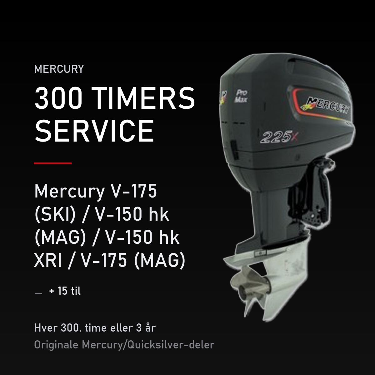 Mercury 2-takt servicekit 300 timer – V-175 (SKI) / V-150 hk (MAG) / V-150 hk XRI / V-175  – servicekit