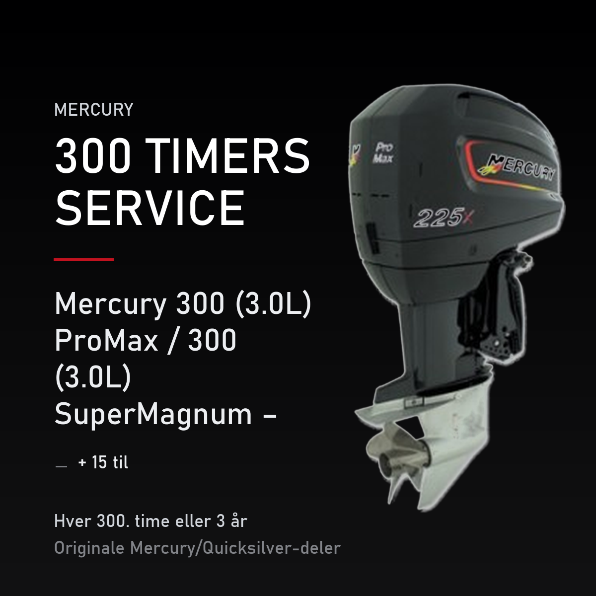 Mercury 2-takt servicekit 300 timer – 300 (3.0L) ProMax / 300 (3.0L) SuperMagnum – med gir – servicekit
