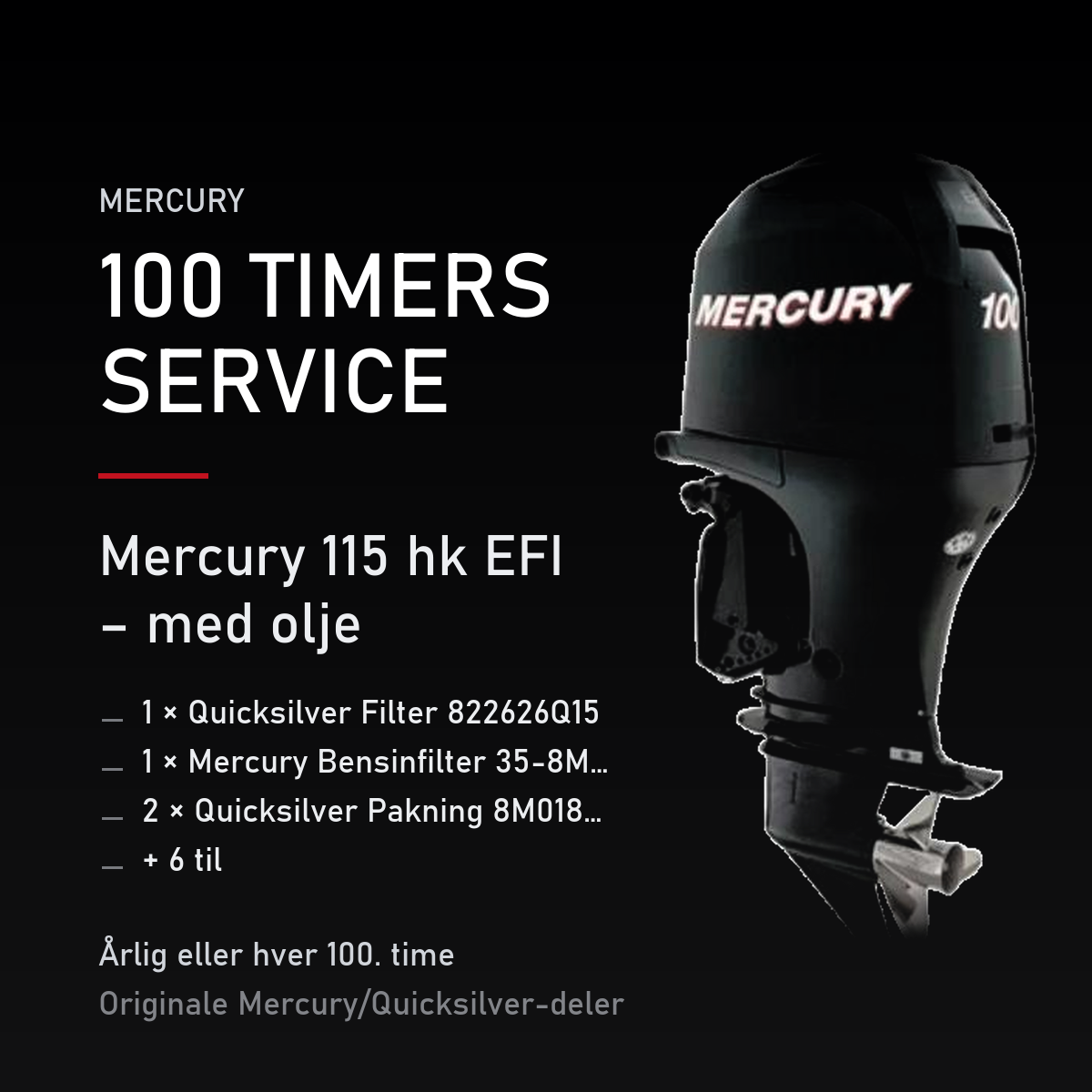 Mercury servicekit 100 timer – 115 hk EFI – med olje – servicekit