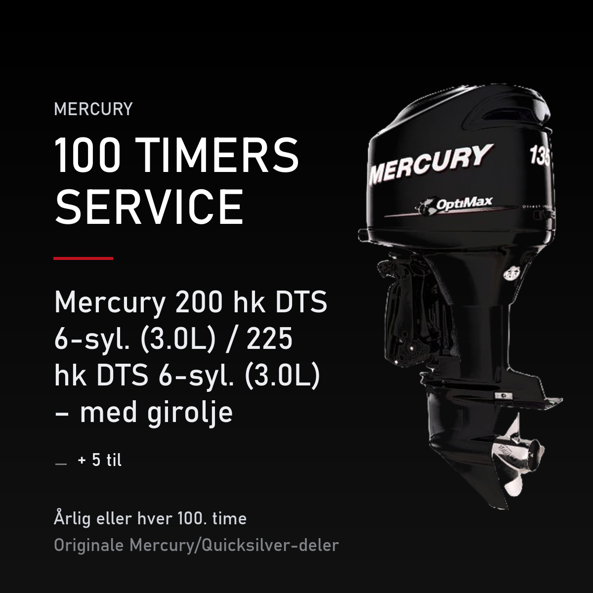 Mercury Optimax servicekit 100 timer – 200 hk DTS 6-syl. (3.0L) / 225 hk DTS 6-syl. (3.0L) – servicekit