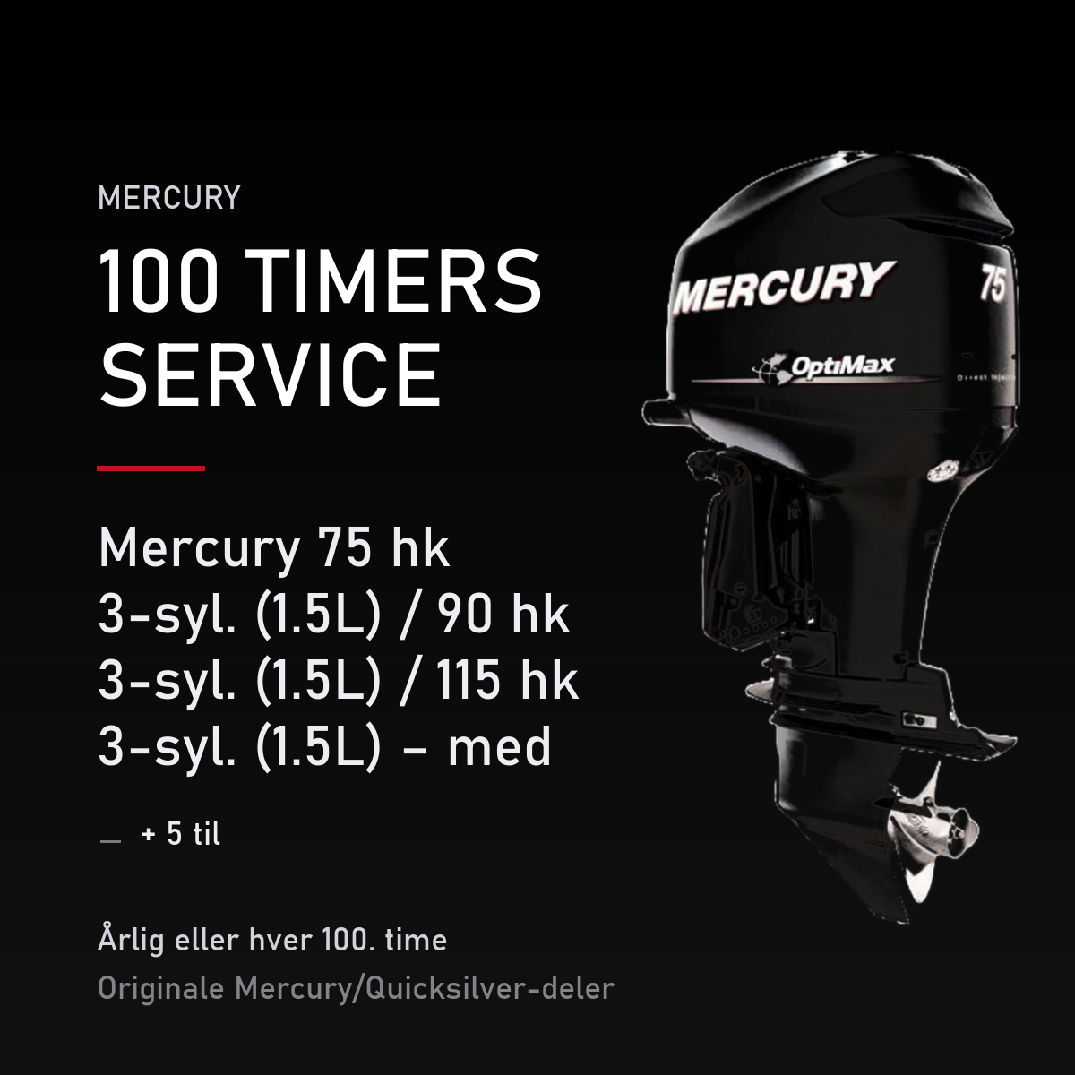 Mercury Optimax servicekit 100 timer – 75 hk 3-syl. (1.5L) / 90 hk 3-syl. (1.5L) / 115 hk  – servicekit
