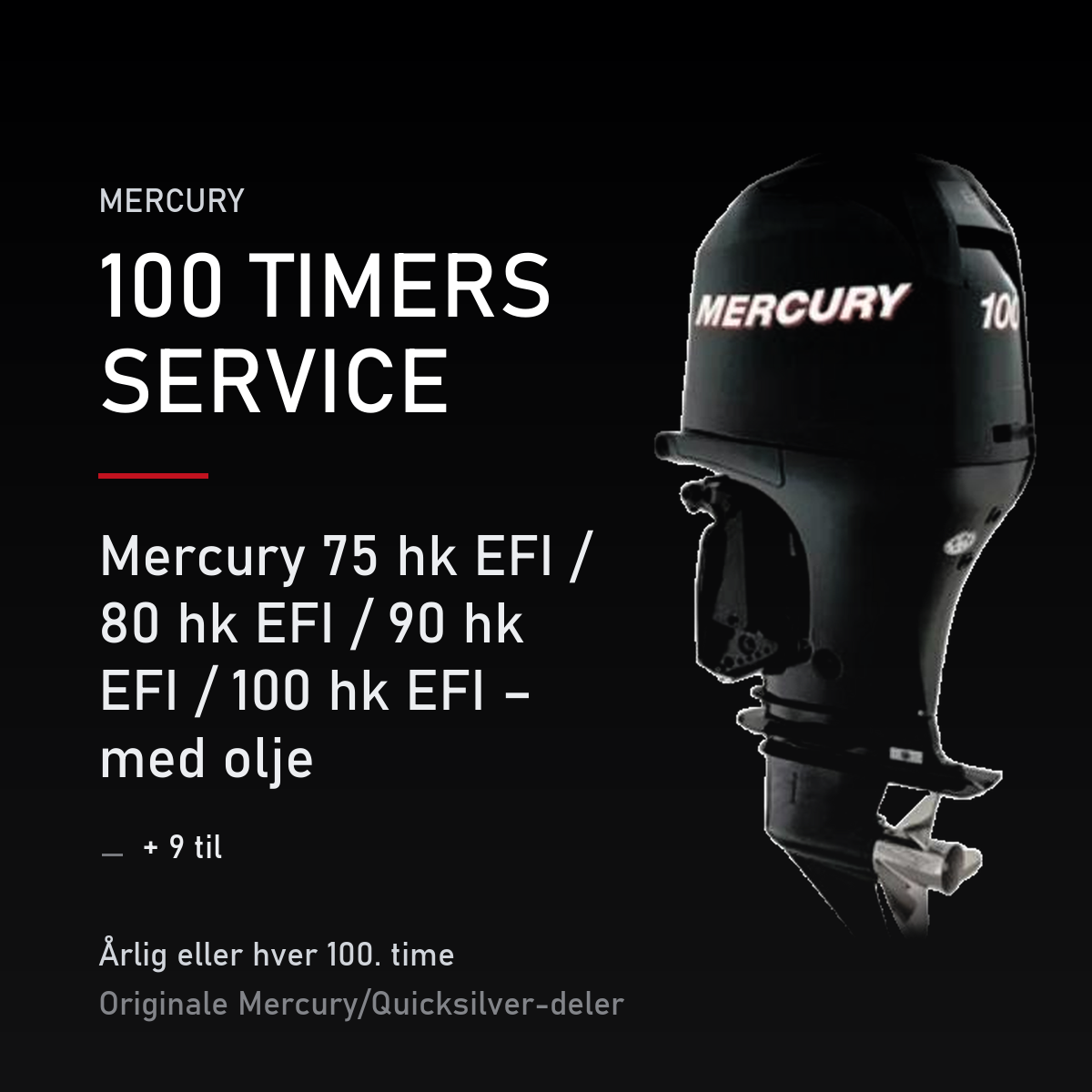 Mercury servicekit 100 timer – 75 hk EFI / 80 hk EFI / 90 hk EFI / 100 hk EFI – med olje – servicekit