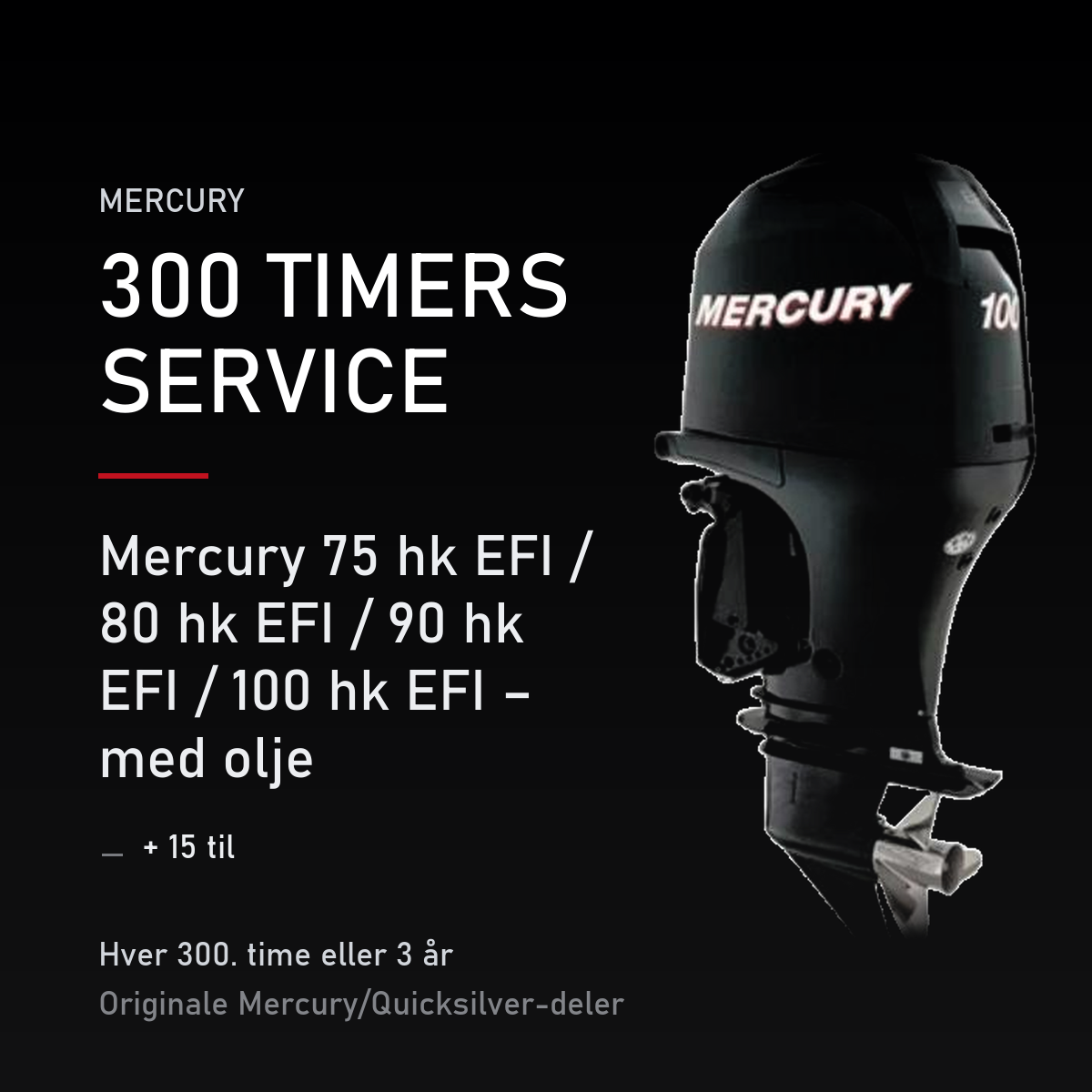 Mercury servicekit 300 timer – 75 hk EFI / 80 hk EFI / 90 hk EFI / 100 hk EFI – med olje – servicekit