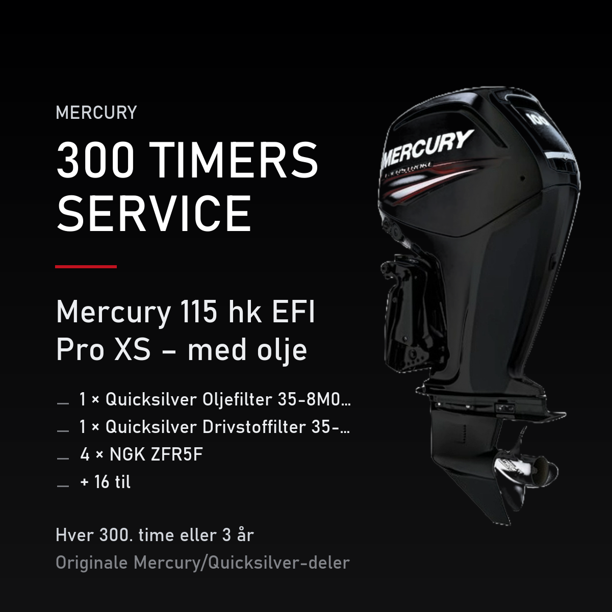 Mercury servicekit 300 timer – 115 hk EFI Pro XS – med olje – servicekit