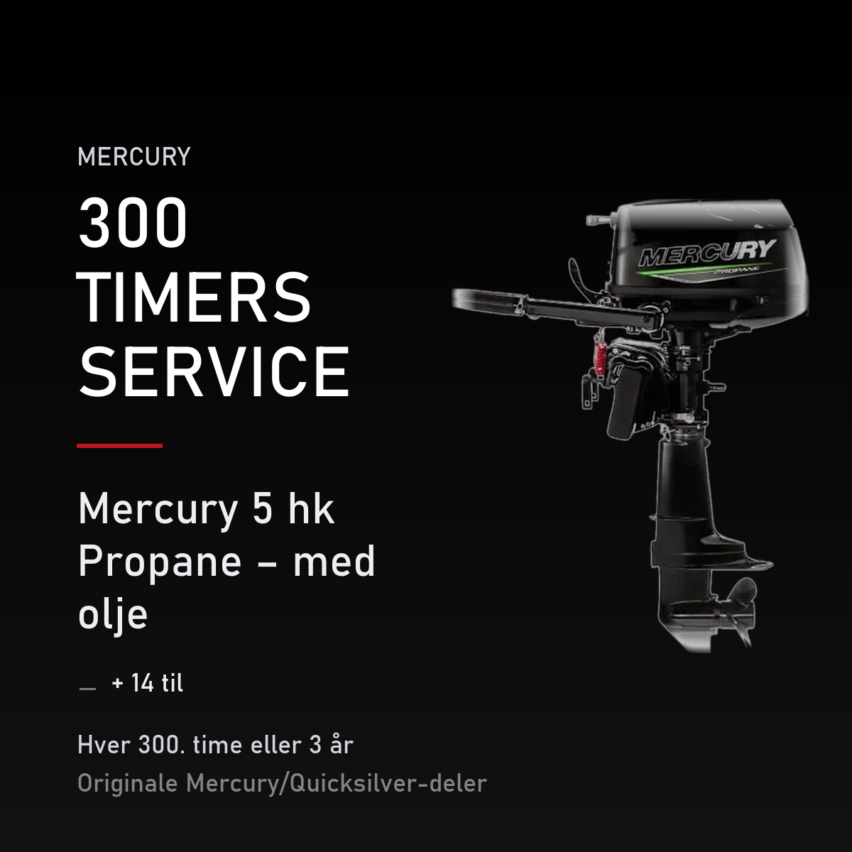 Mercury servicekit 300 timer – 5 hk Propane – med olje – servicekit
