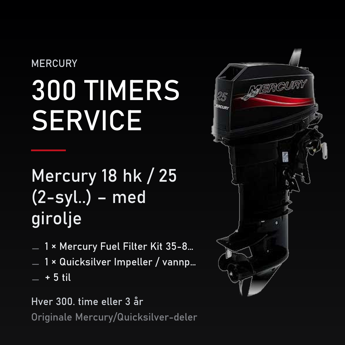 Mercury 2-takt servicekit 300 timer – 18 hk / 25 (2-syl..) – med girolje – servicekit