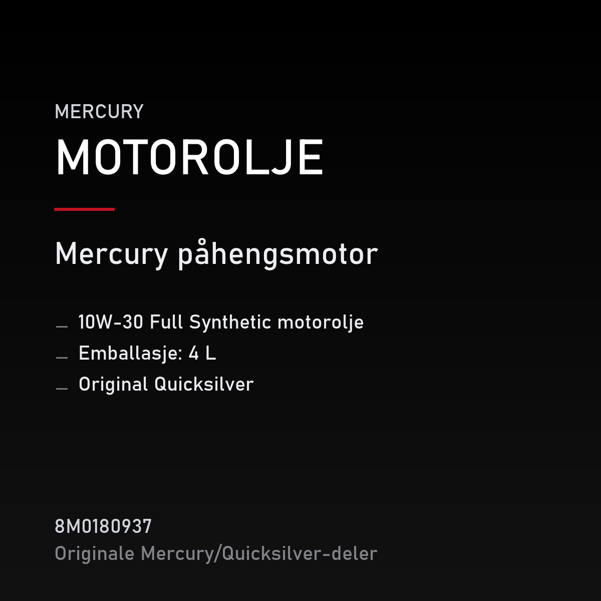 10W-30 Full Synthetic motorolje 4 L