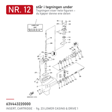 Yamaha Innsats vannpumpe 63V-44322-00 – nr. 12 i tegningen fra produsentens delekatalog