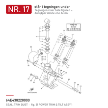 Yamaha Støvtetning trim 64E-43822-00 – nr. 17 i tegningen fra produsentens delekatalog