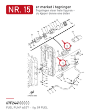 Yamaha Drivstoffpumpe 67F-24410-00 – nr. 15 i tegningen fra produsentens delekatalog