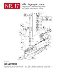 Yamaha Vannpumpehus 67F-44311-01 – nr. 17 i tegningen fra produsentens delekatalog