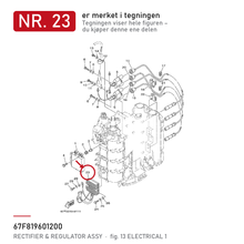 Yamaha Likeretter og regulator 67F-81960-12 – nr. 23 i tegningen fra produsentens delekatalog